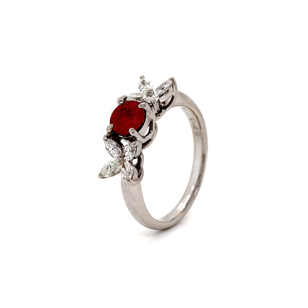 Platinum Burma Ruby & Diamond Ring