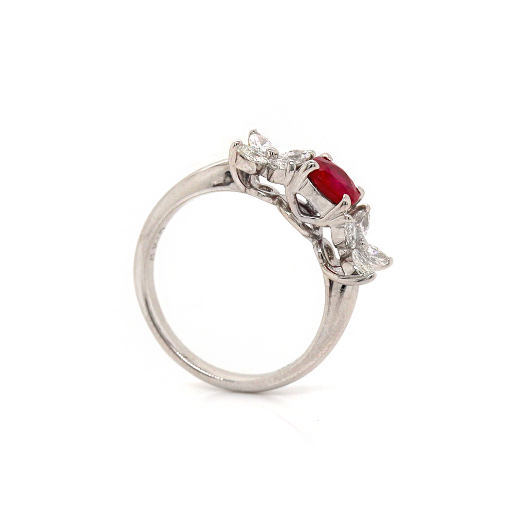 Platinum Burma Ruby & Diamond Ring