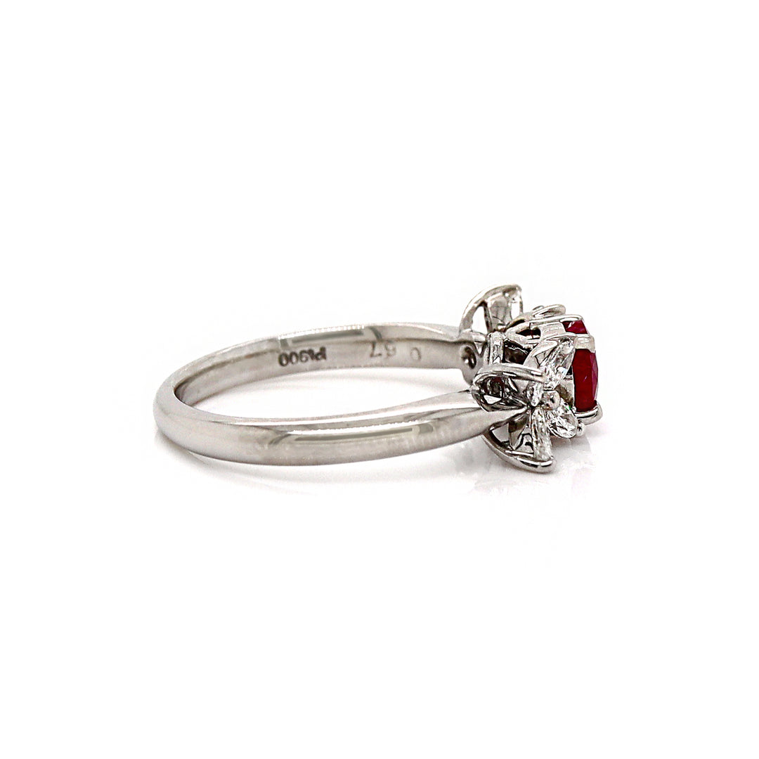 Platinum Burma Ruby & Diamond Ring