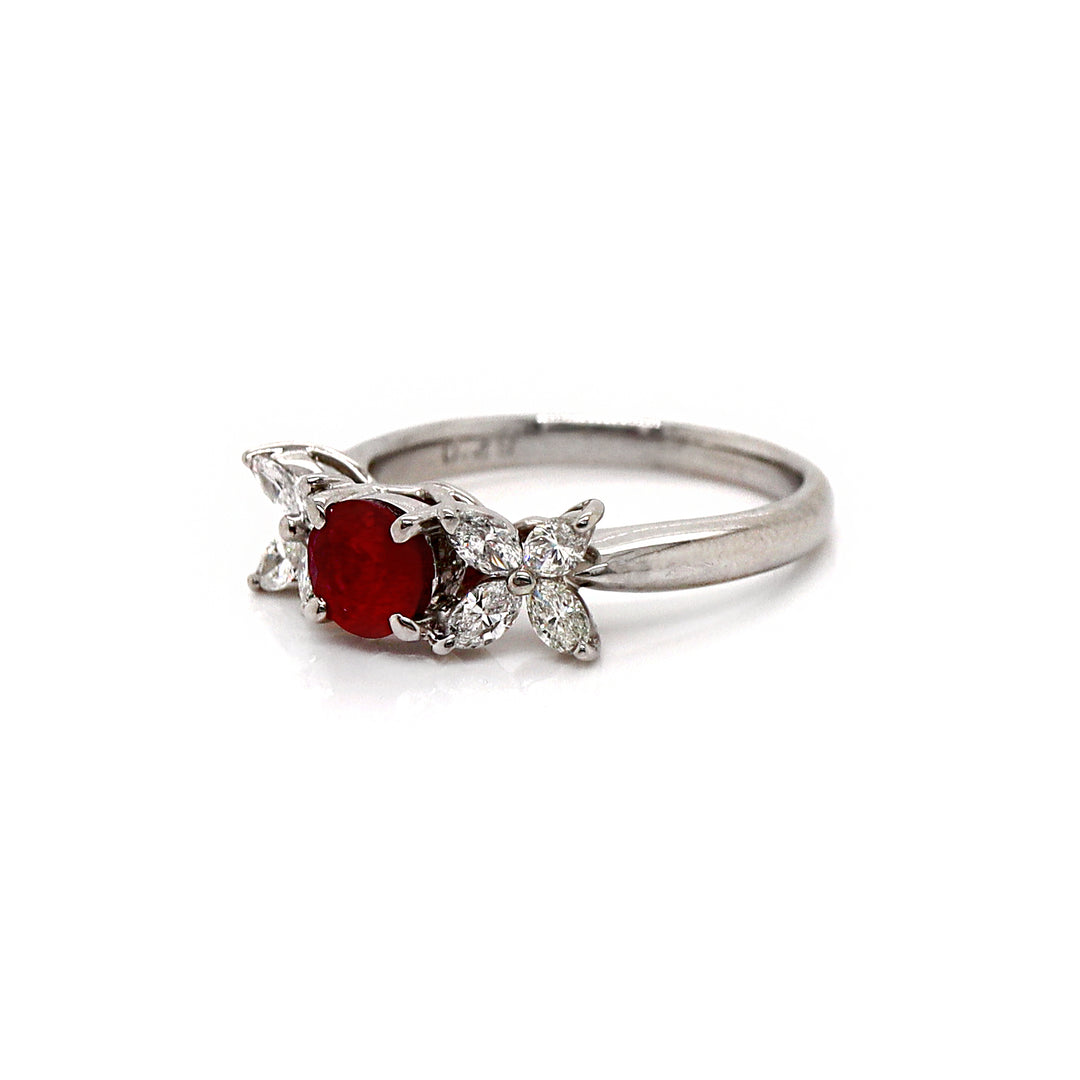 Platinum Burma Ruby & Diamond Ring