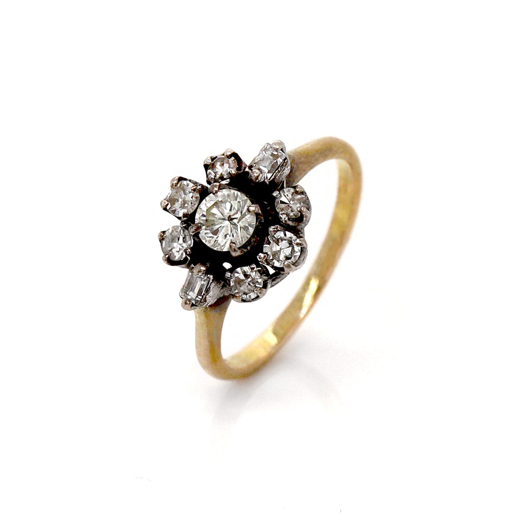 18CT YELLOW GOLD ANTIQUE DIAMOND RING