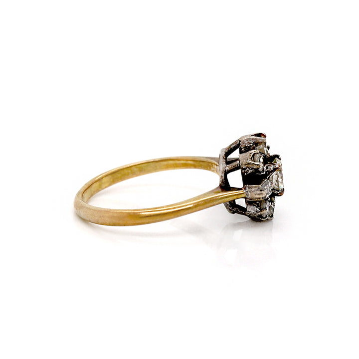 18CT YELLOW GOLD ANTIQUE DIAMOND RING