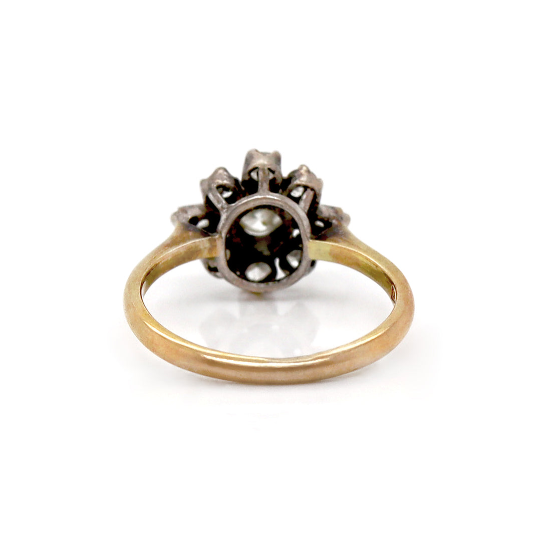 18CT YELLOW GOLD ANTIQUE DIAMOND RING