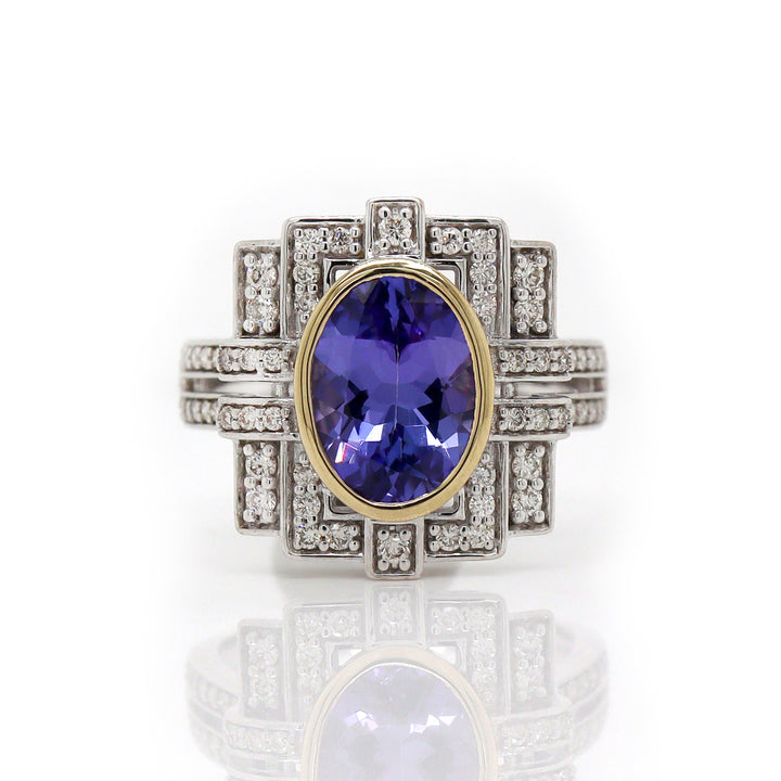 14CT White Gold Tanzanite And Diamond Cocktail Ring