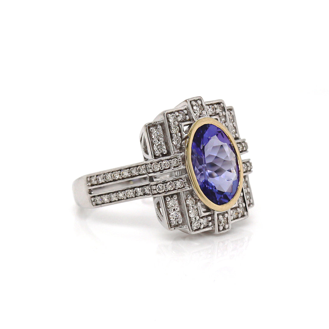 14CT White Gold Tanzanite And Diamond Cocktail Ring