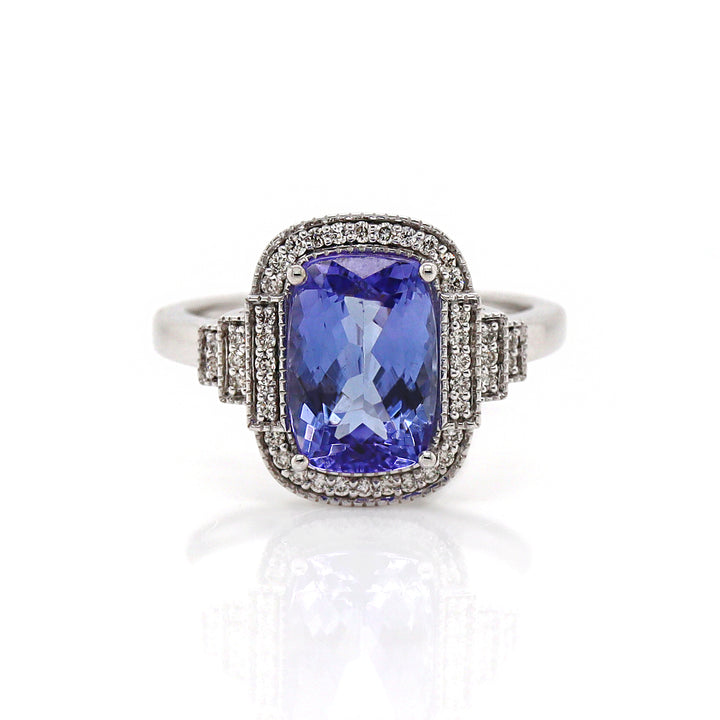 14CT White Gold Tanzanite And Diamond Dress Ring