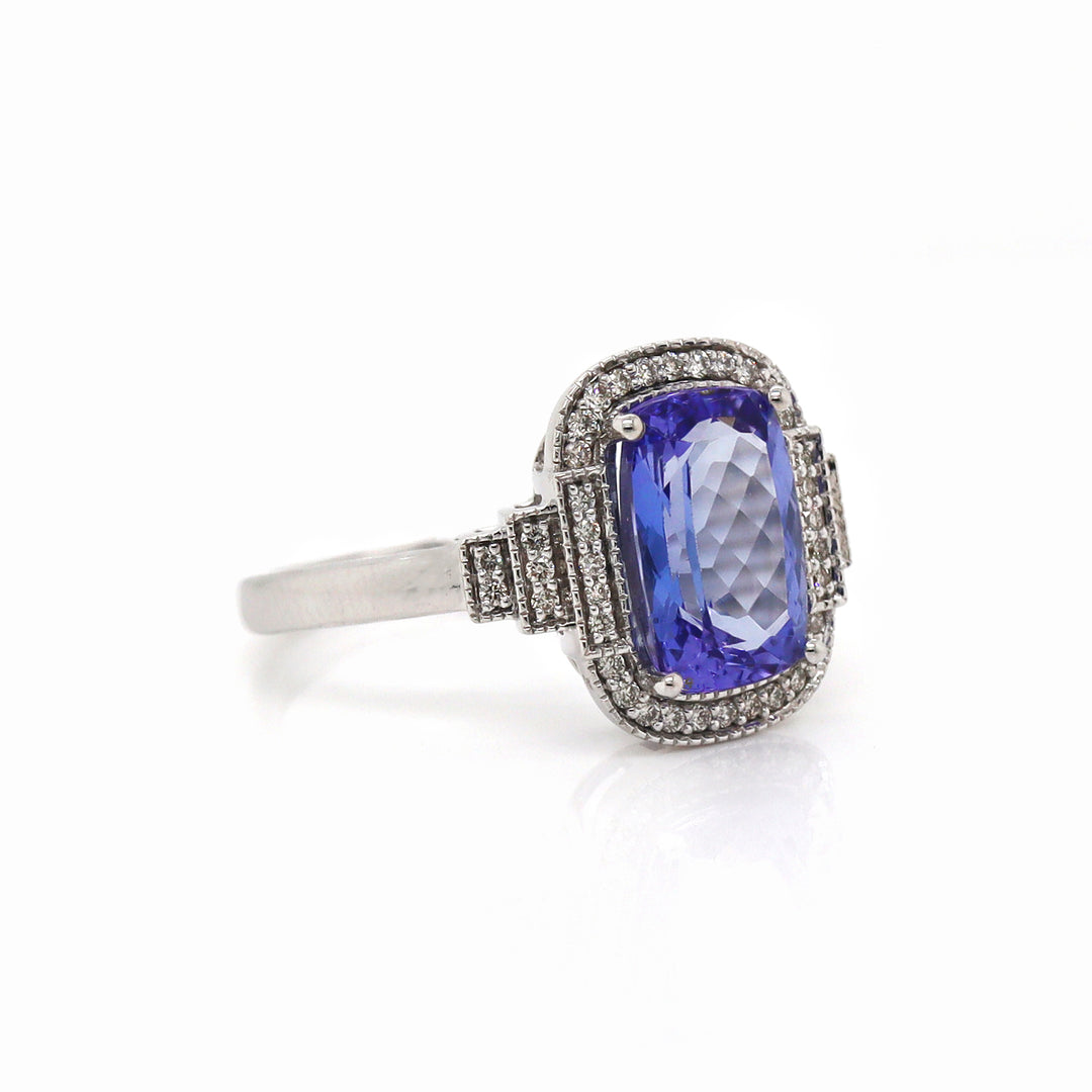 14CT White Gold Tanzanite And Diamond Dress Ring