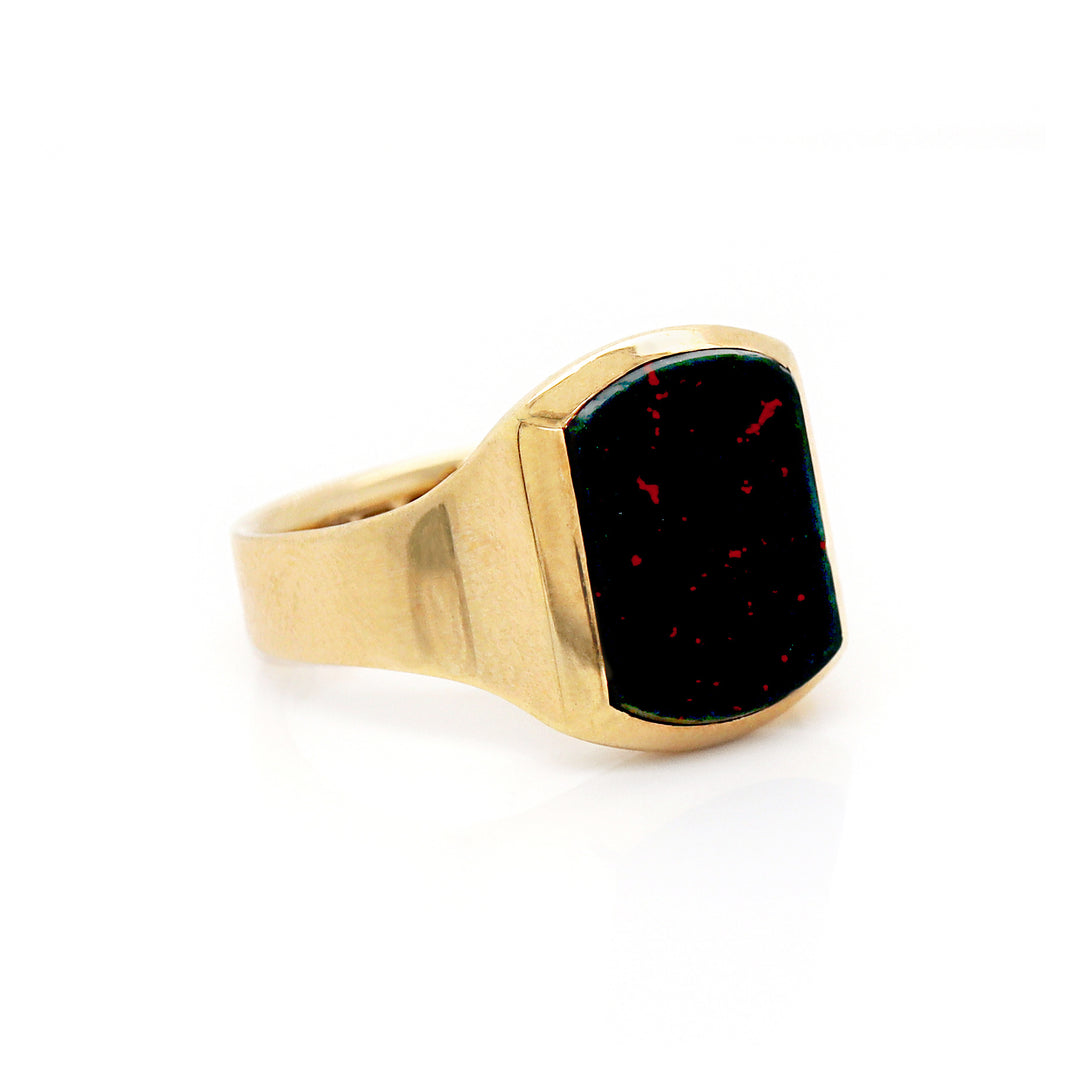 18CT Yellow Gold Antique Victorian Bloodstone Gents Ring