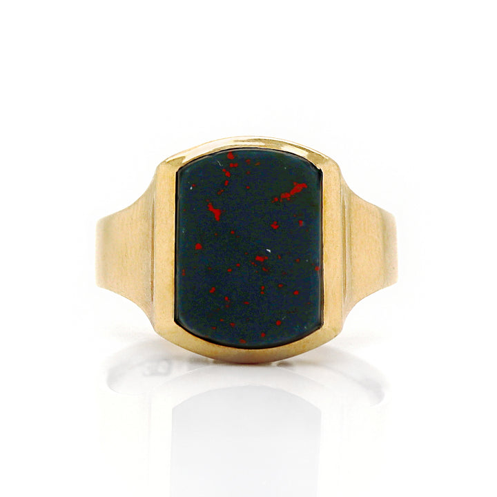 18CT Yellow Gold Antique Victorian Bloodstone Gents Ring