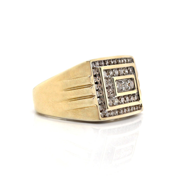 10CT Yellow Gold Diamond Gents Ring