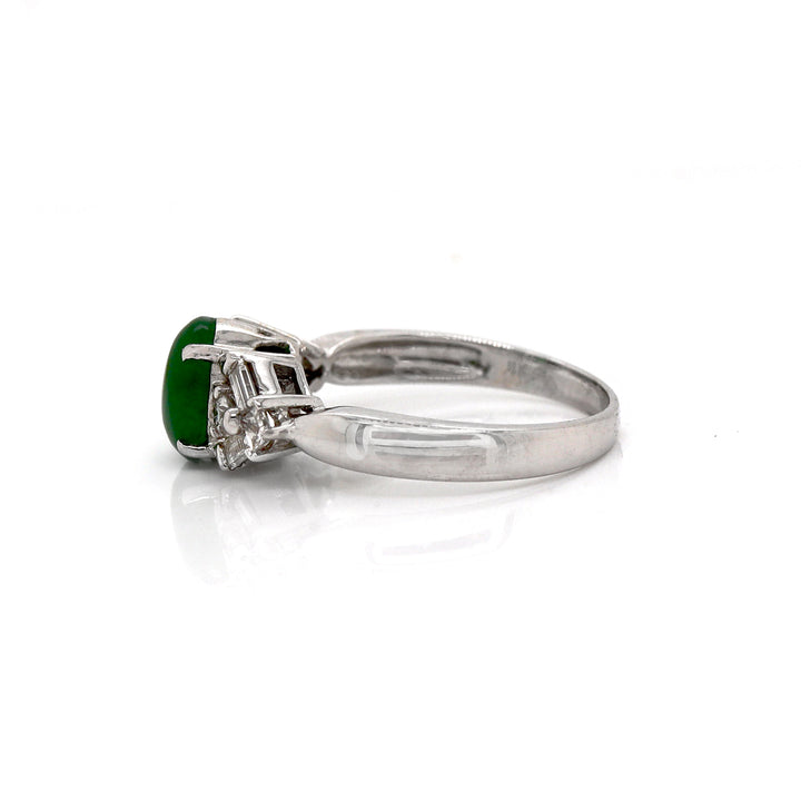 18CT White Gold Jade And Diamond Dress Ring