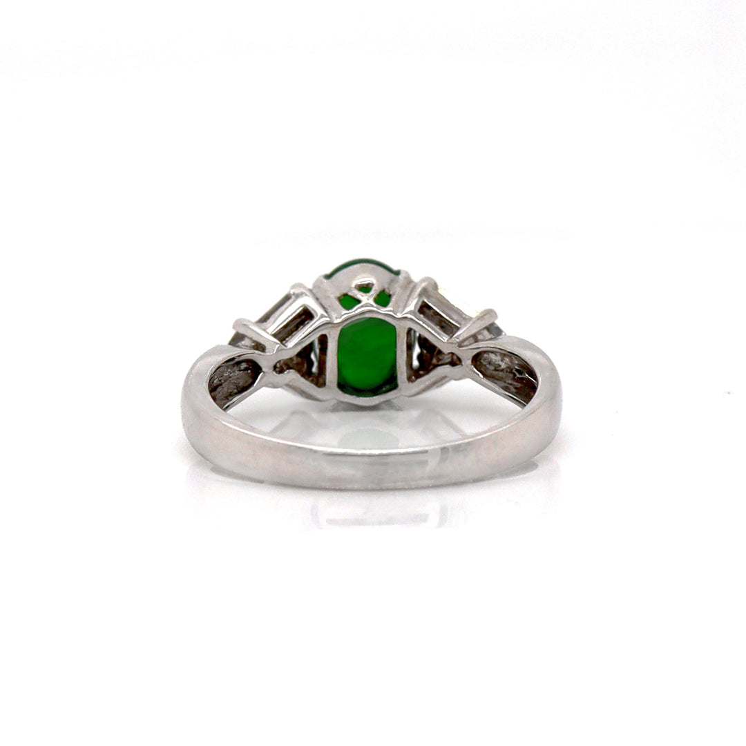 18CT White Gold Jade And Diamond Dress Ring