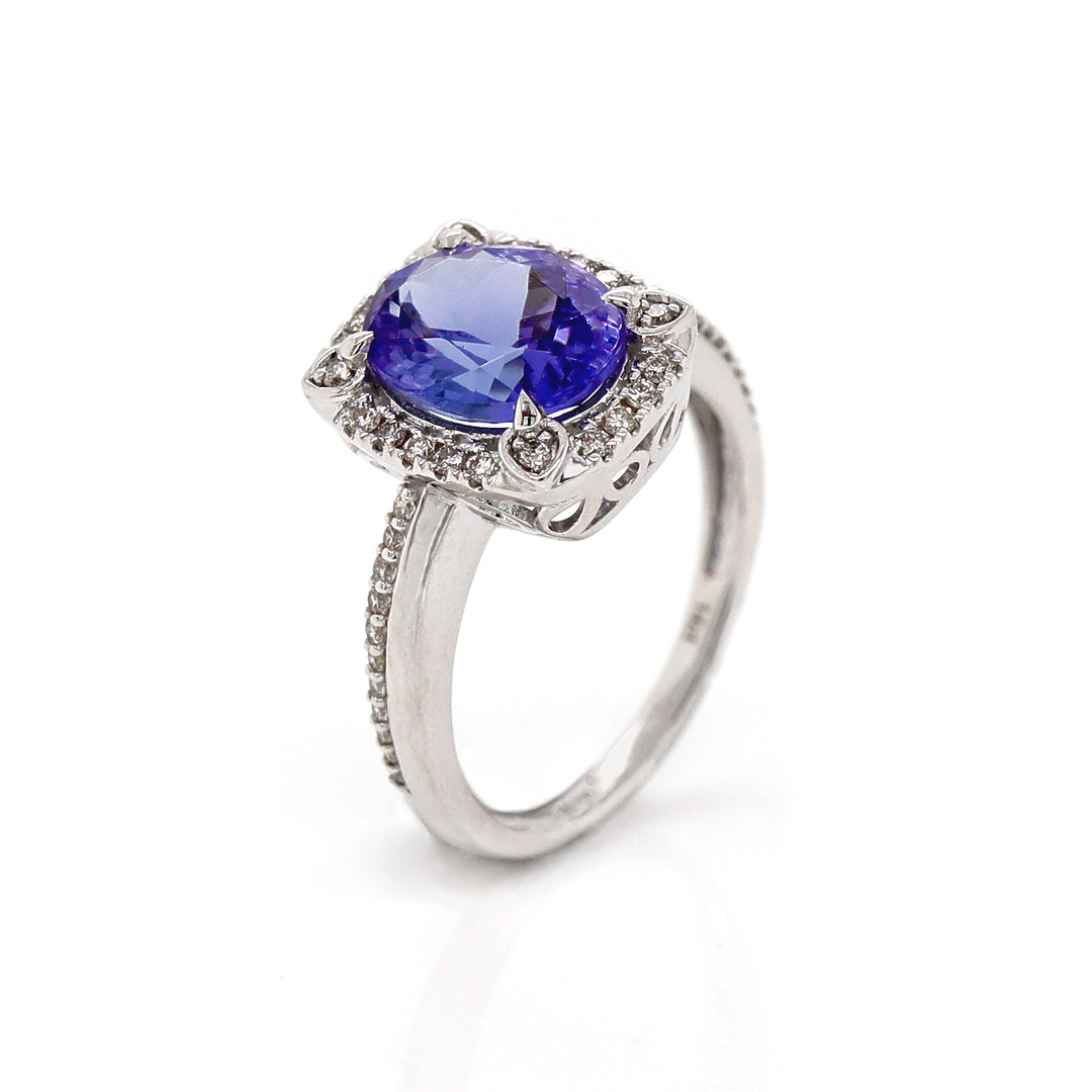 14CT White Gold Tanzanite And Diamond Dress Ring