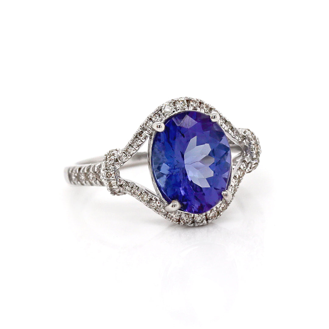 14CT White Gold Tanzanite And Diamond Dress Ring