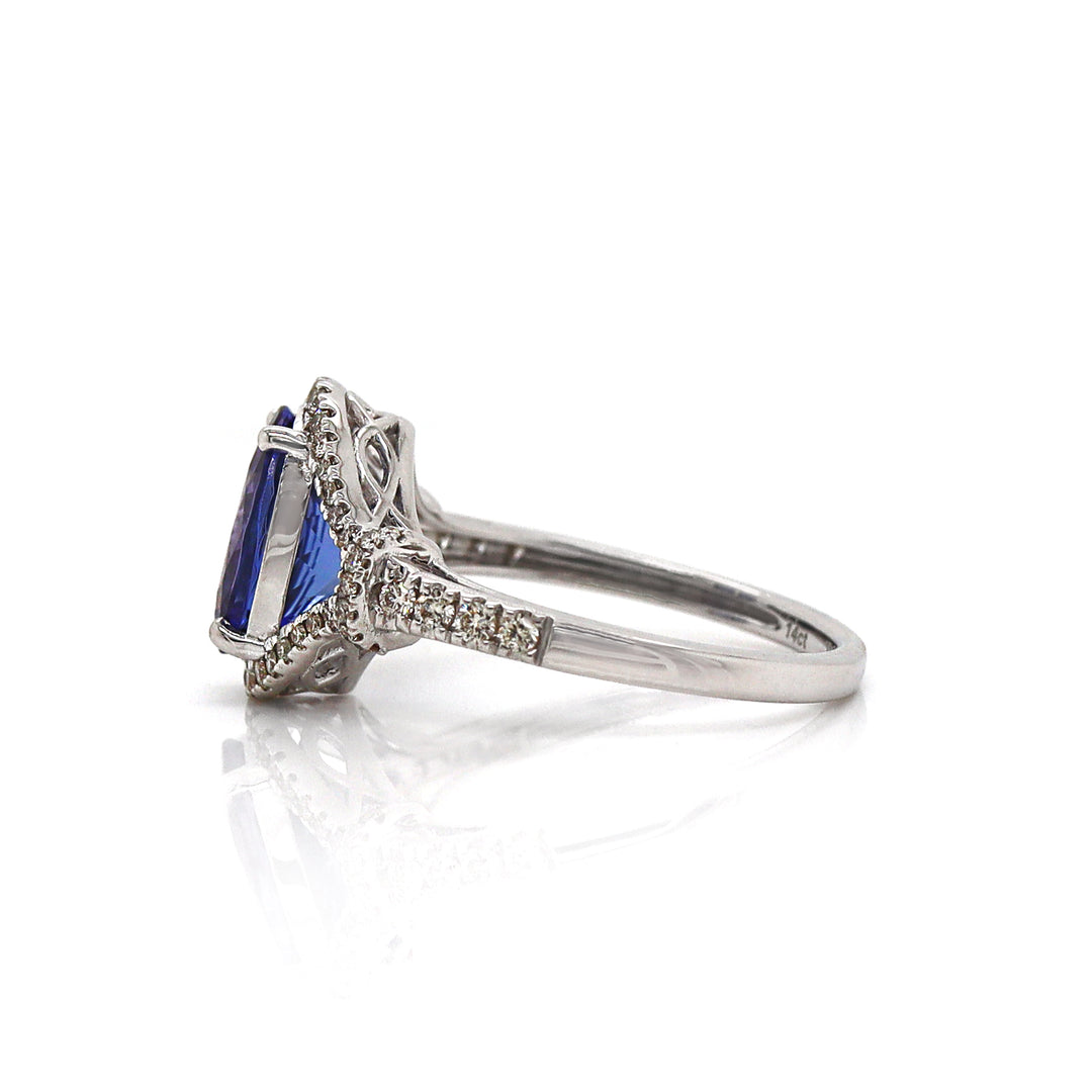 14CT White Gold Tanzanite And Diamond Dress Ring