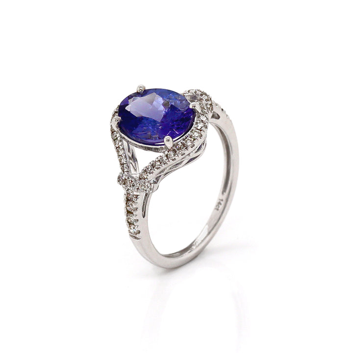 14CT White Gold Tanzanite And Diamond Dress Ring