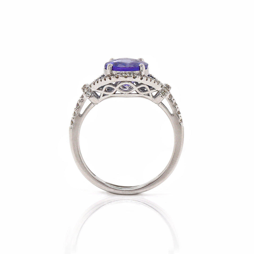 14CT White Gold Tanzanite And Diamond Dress Ring