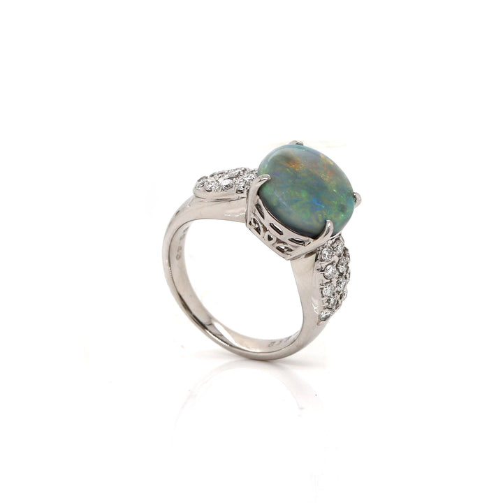 Platinum PT900 Australian Opal & Diamond Ring