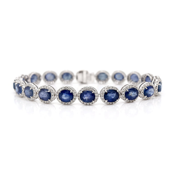 14CT White Gold Ceylon Sapphire And Diamond Bracelet