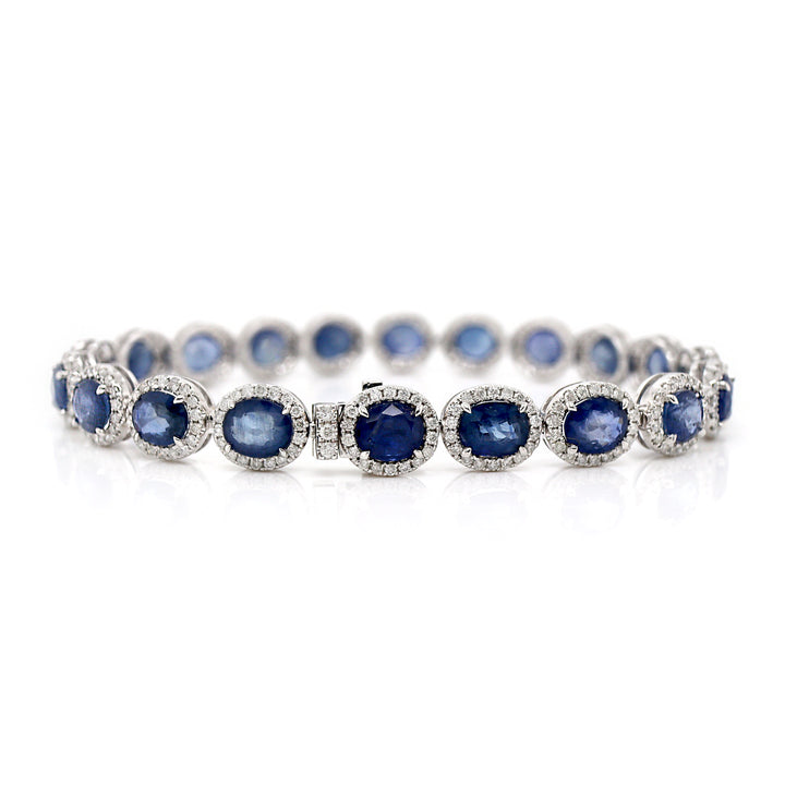 14CT White Gold Ceylon Sapphire And Diamond Bracelet