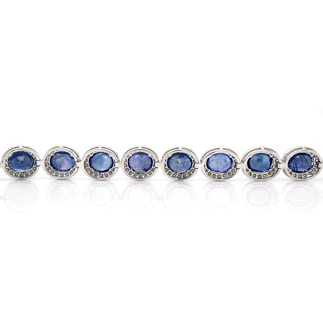 14CT White Gold Ceylon Sapphire And Diamond Bracelet