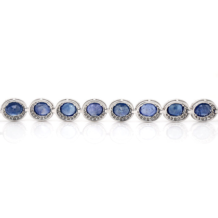 14CT White Gold Ceylon Sapphire And Diamond Bracelet