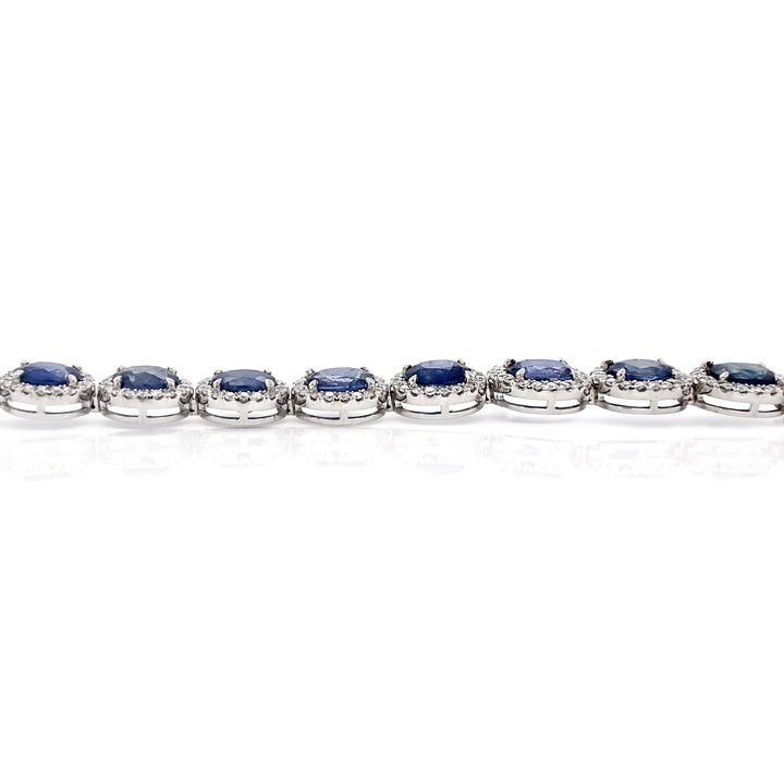 14CT White Gold Ceylon Sapphire And Diamond Bracelet