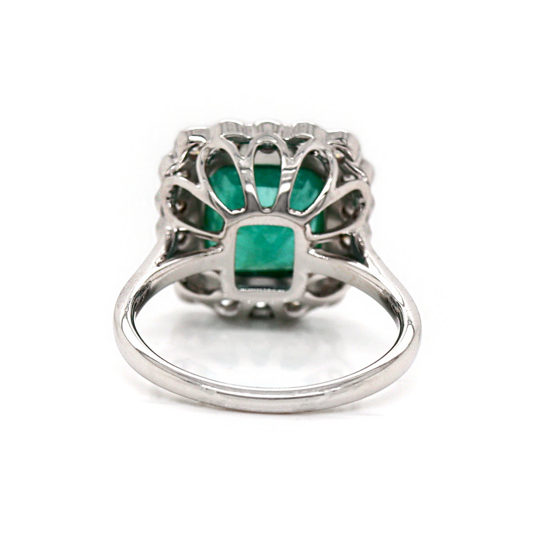 14CT White Gold Emerald And Diamond Cocktail Ring