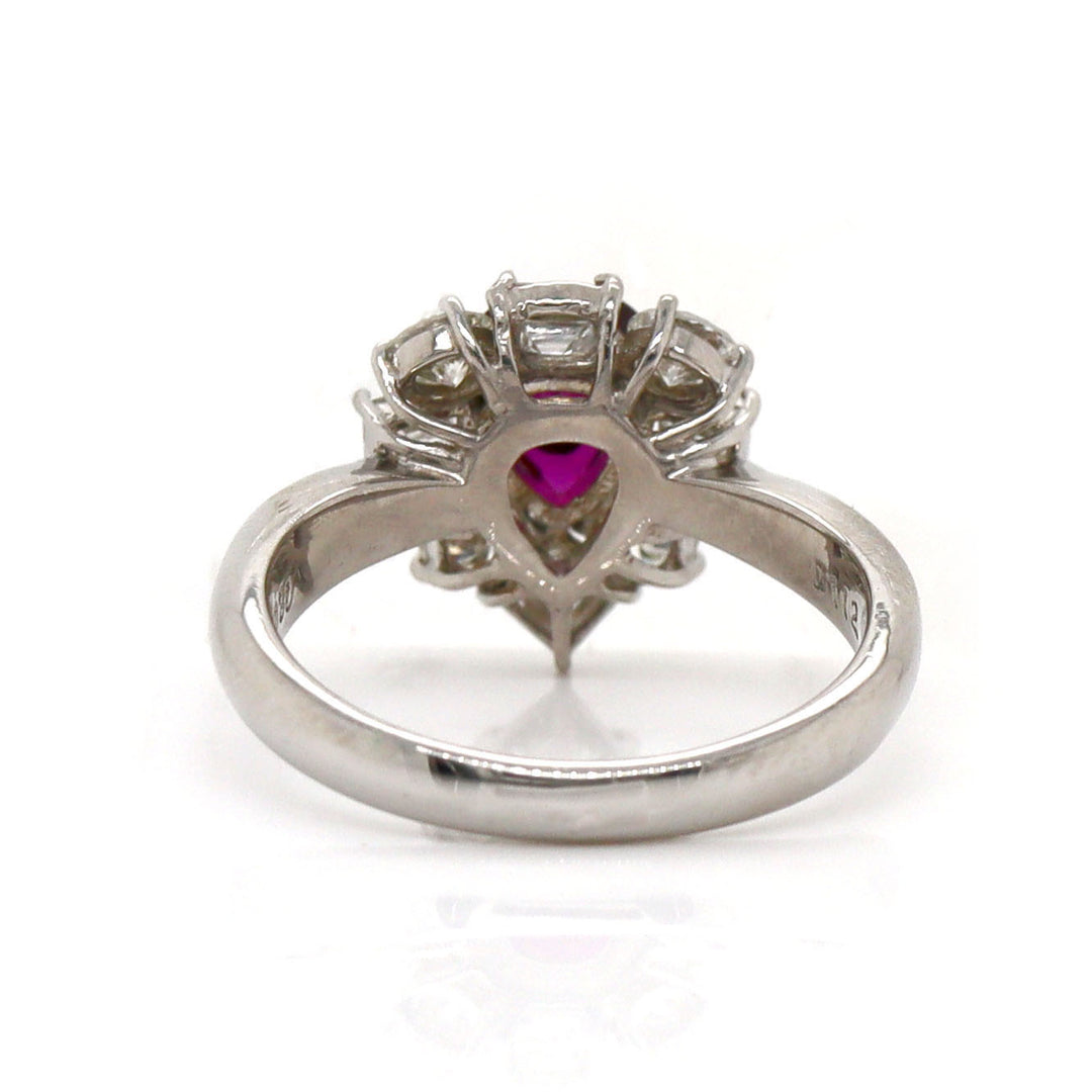 Platinum PT900 Ruby and Diamond Ring