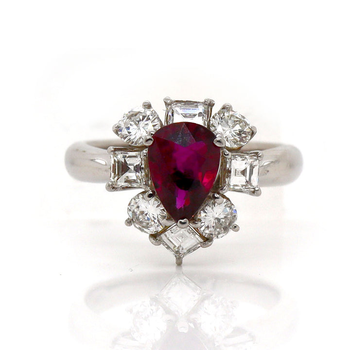 Platinum PT900 Ruby and Diamond Ring