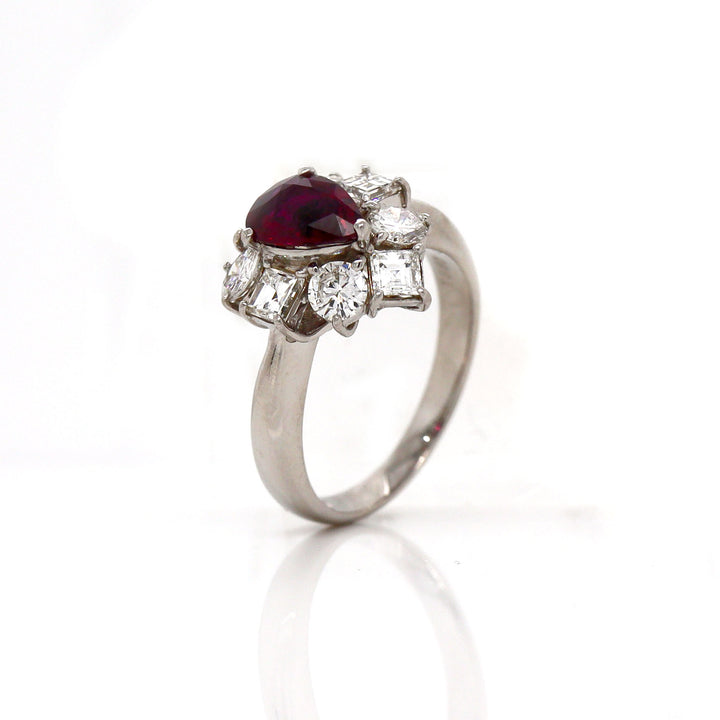 Platinum PT900 Ruby and Diamond Ring