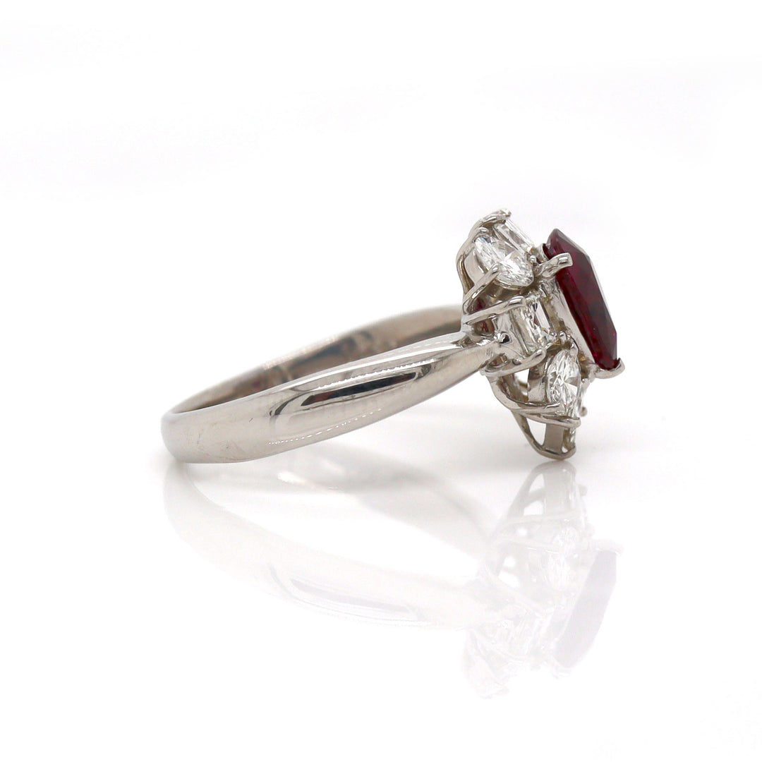 Platinum PT900 Ruby and Diamond Ring