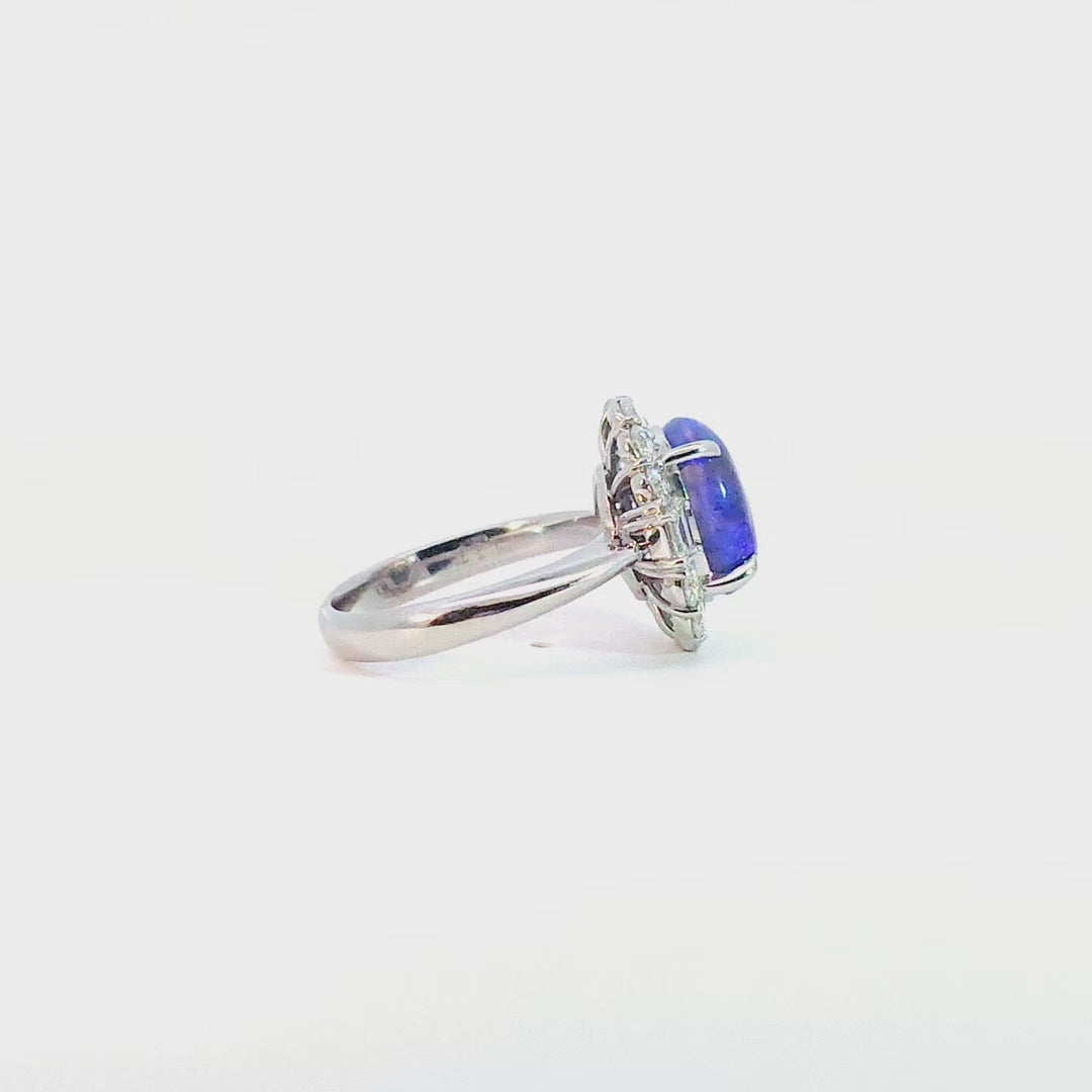 Platinum Australian Opal And Diamond Dress Ring