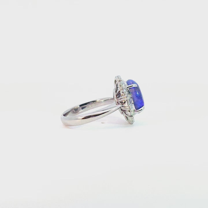 Platinum Australian Opal And Diamond Dress Ring