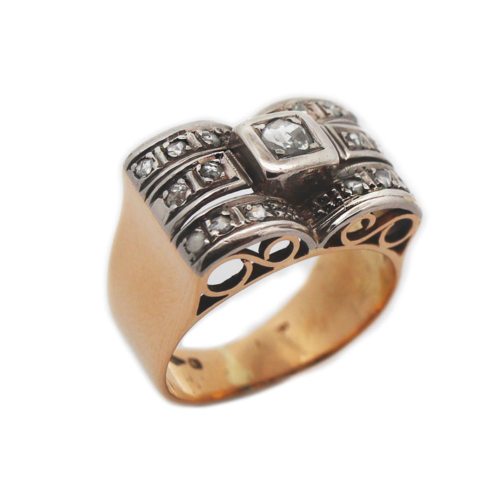 14ct Gold Retro Diamond Cocktail Ring