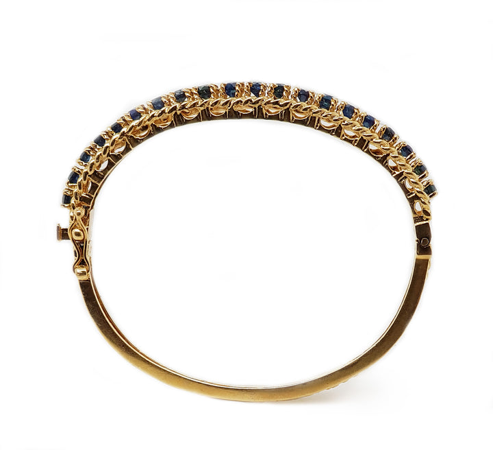 14CT Yellow Gold Vintage Sapphire C.1960 Bangle