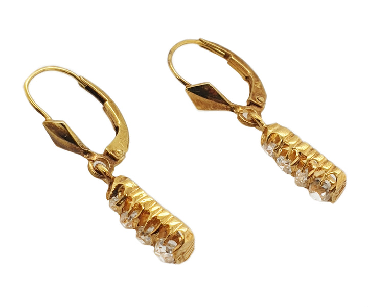 14CT Yellow Gold Antique Diamond Drop Earrings