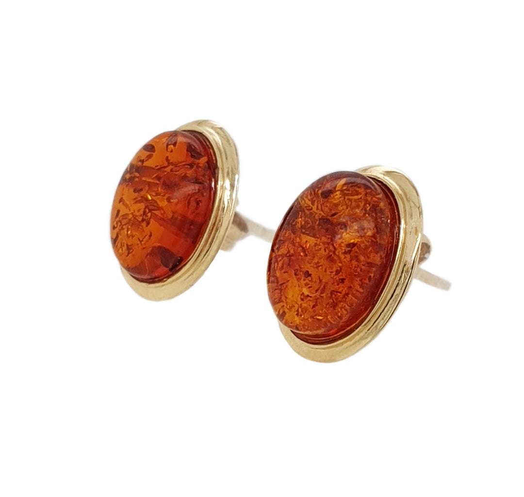 14CT Yellow Gold Baltic Amber Stud Earrings