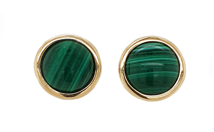 14CT Yellow Gold Malachite Earrings