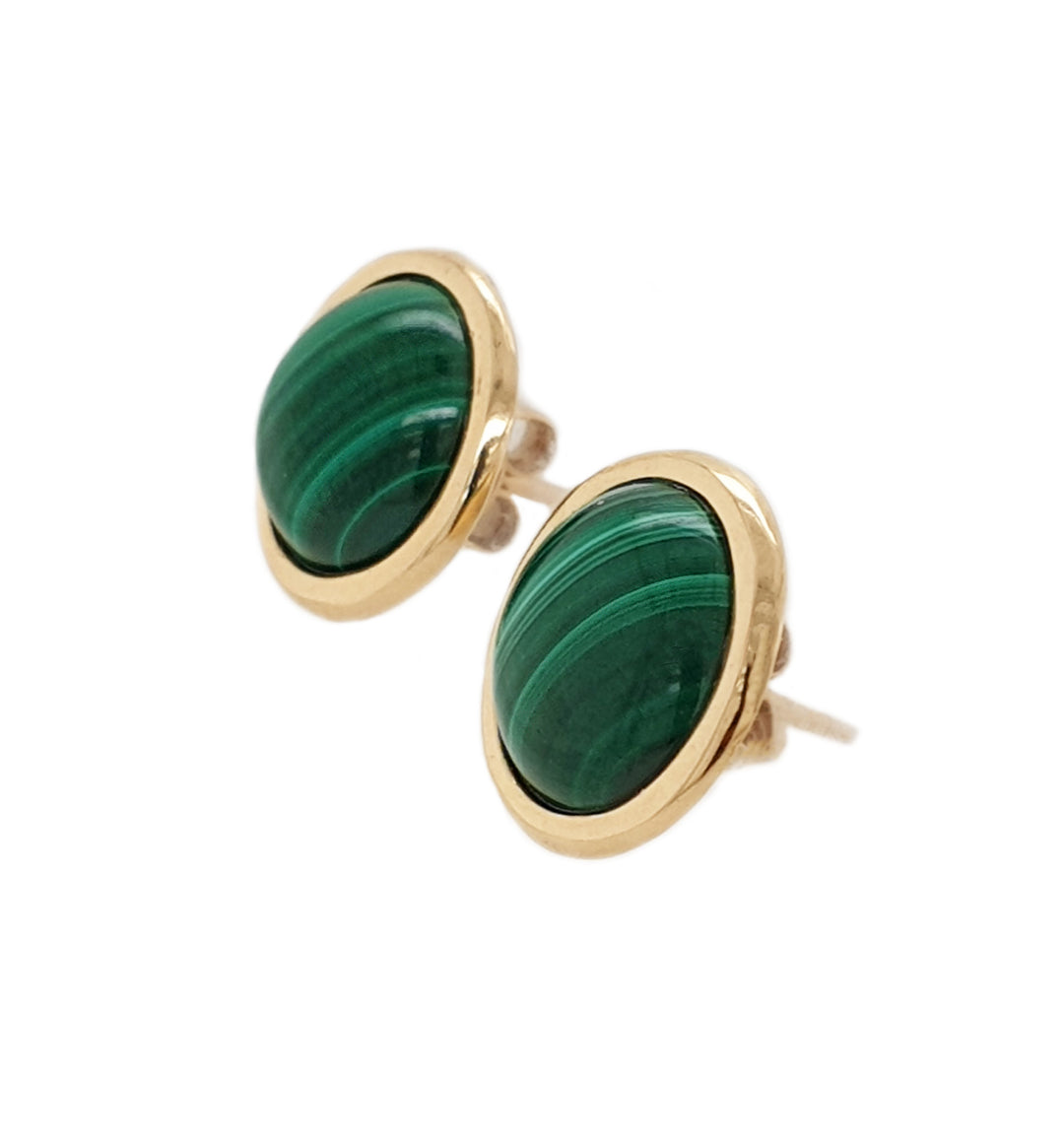 14CT Yellow Gold Malachite Earrings