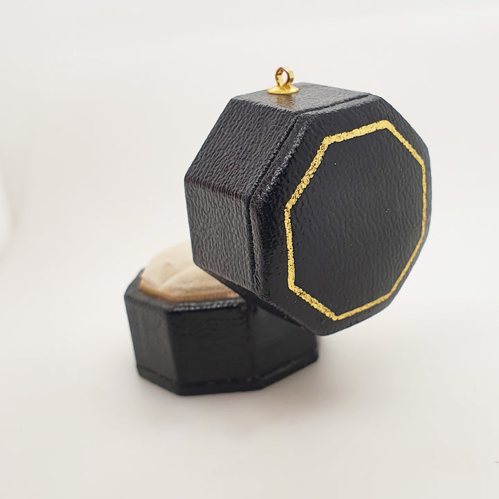 Vintage Octagonal Ring Box - Black & Cream